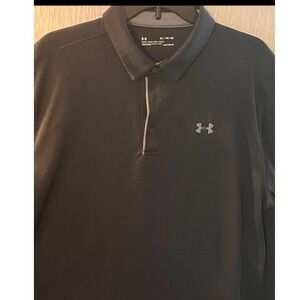 Under Armour HeatGear Polo‎ Shirt Men's XL Gray Logo Performance Golf